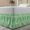 thumbnail image 1 of Leafy Bed Skirt, Leaf Designs Repetition Pattern with Grunge Foliage Illustration Print, Elastic Bedskirt Dust Ruffle Wrap Around for Bedding Decor, 4 Sizes, Sea Green and White, by Ambesonne, 1 of 2