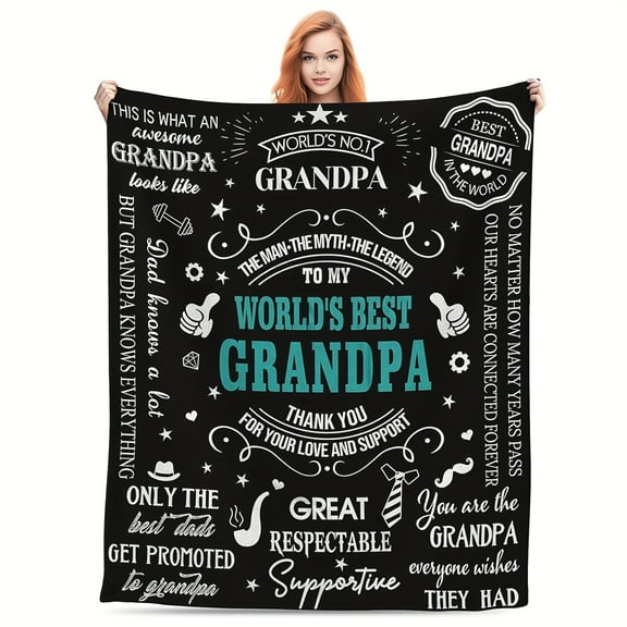 1 Pc Grandpa Blanket Gift for Grandpa from Granddaughter Grandson, Fathers' Day Christmas Gifts for Grandfather Who Wants Nothing, to My Grandpa Soft Blanket, Birthday Present for Grandpa 80" x60''