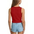 thumbnail image 6 of AJTQTH Girls Summer Tank Tops Cute Kids Athletic T-Shirts Casual Ribbed Knit Sleeveless Crew Neck Crop Tops Trendy Basic Solid Color Camisole Wine 11-12 Years, 6 of 6