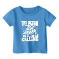 thumbnail image 4 of MIXUE Toddler Girls Tops & T-Shirts Kids Children Letter Print Round Neck Short Sleeves Casual Tops Pullover Tshirts Outwear,Blue,8-9 Years, 4 of 4