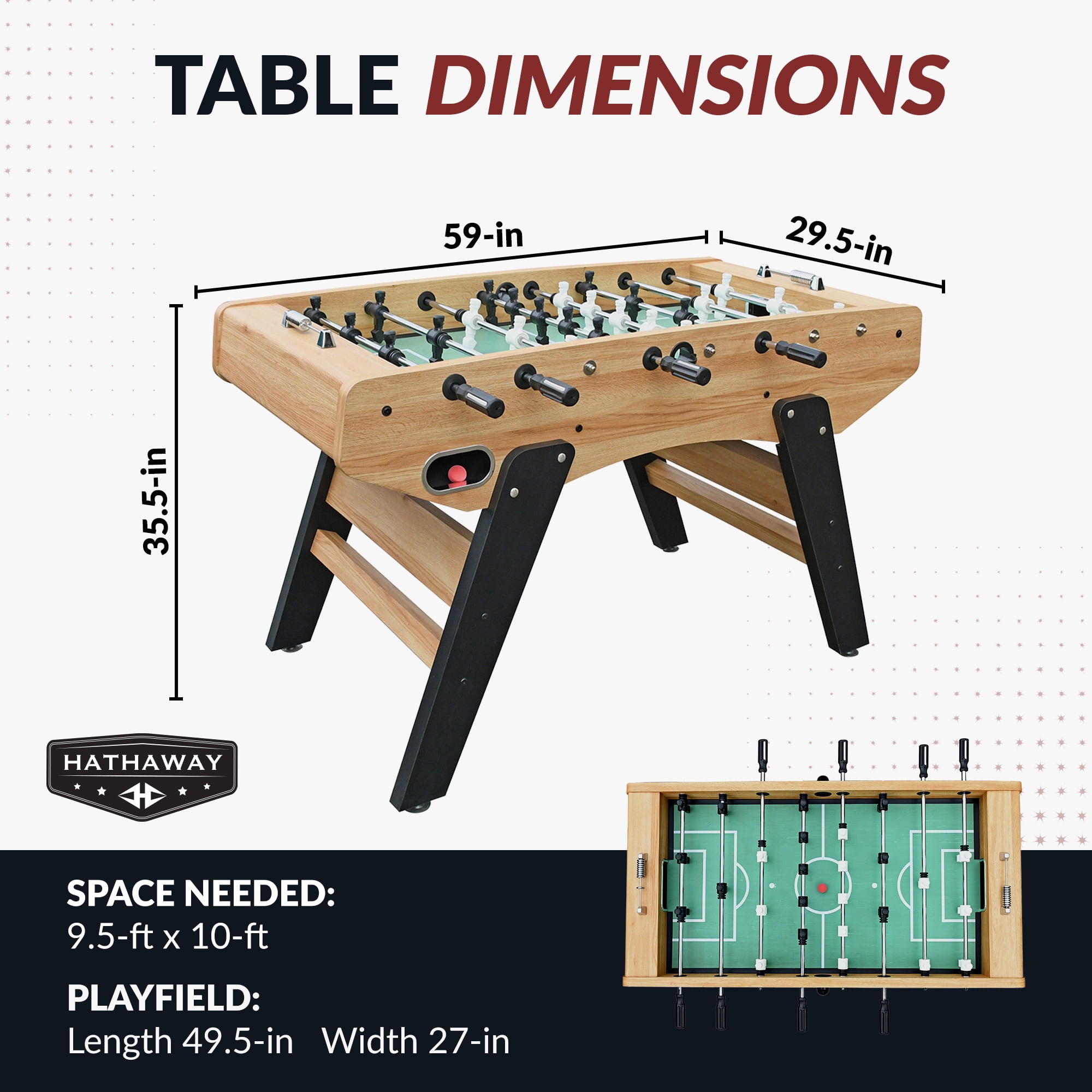 Hathaway 59" Center Stage Pro Series Stand Alone Foosball Table, Light Oak