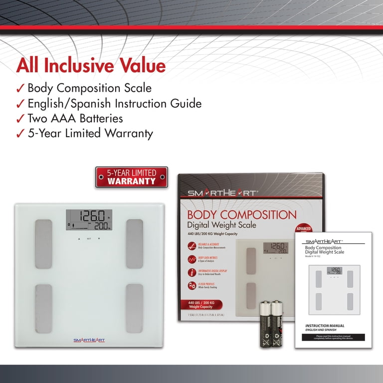 SmartHeart Body Composition Scale, 440 lb Capacity photo 8