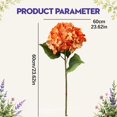 thumbnail image 3 of Hydrangea Floral Arrangement, Artificial Silk Flower Stem with Natural-Looking Leaves, 23.62 Inch Orange Faux Hydrangea for Vase Decor, 3 of 6