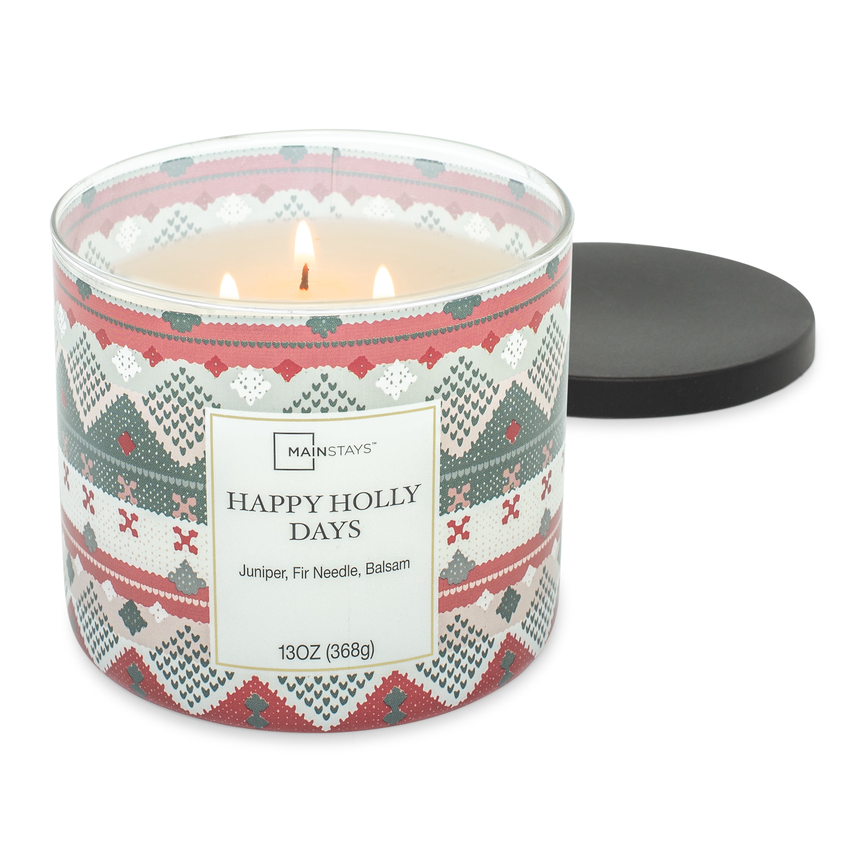 Mainstays Scented 3-Wick Jar Candle, Happy Holly Days, 13 oz.