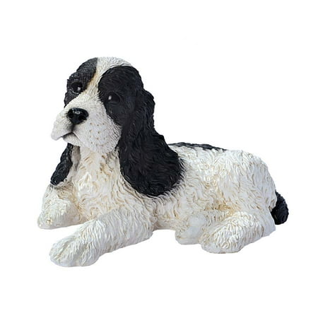 Black & White Cocker Spaniel Puppy Dog Statue