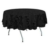 Ultimate Textile (5 Pack) Damask Melrose 72-Inch Round Tablecloth - Home Dining Collection - Floral Leaf Scroll Jacquard Design, Black