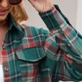thumbnail image 6 of Charmo Womens Button Down Flannel Shirts Long Sleeve Plaid Shackets Business Casual Blouse Top, 6 of 7