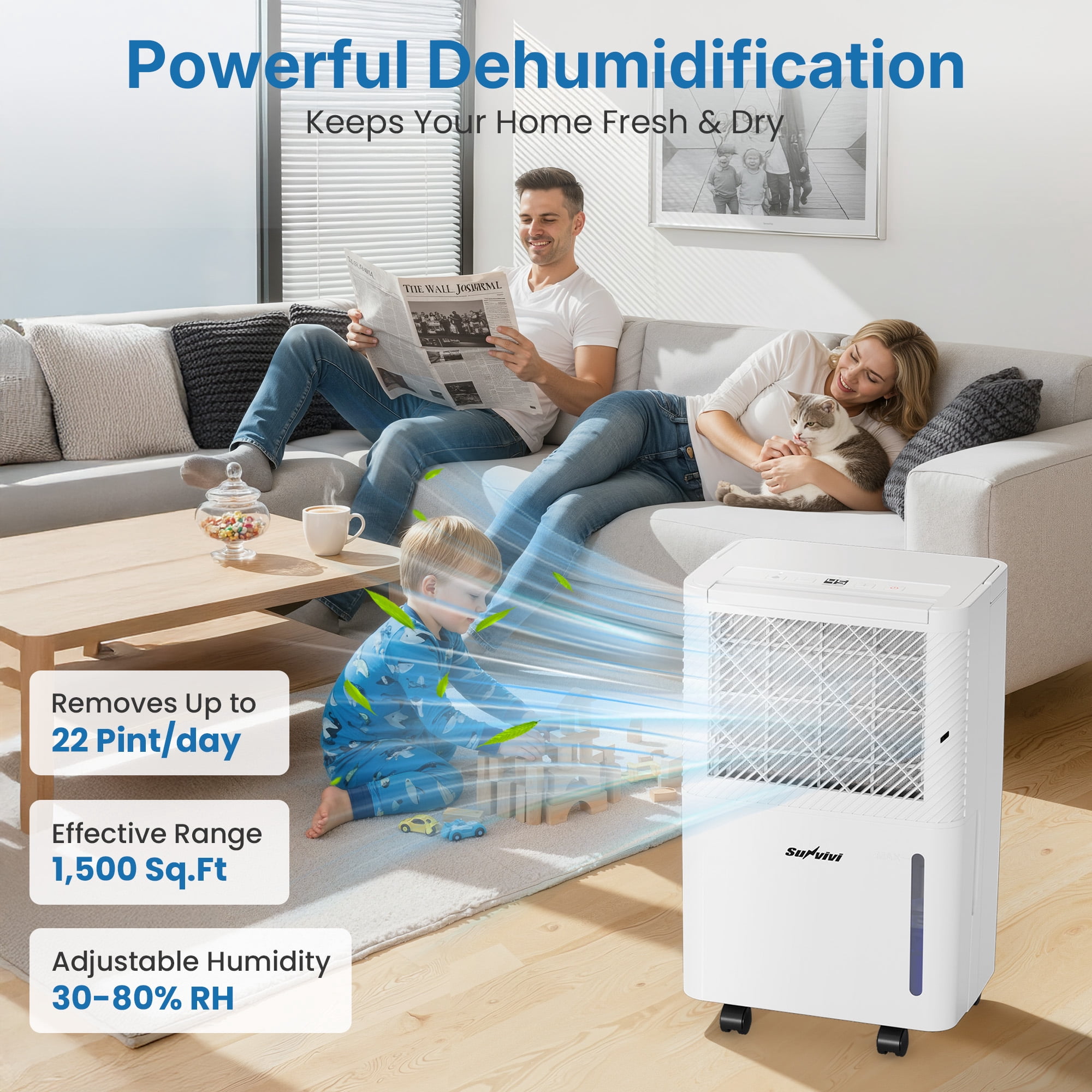 Heynemo Dehumidifier 1500 Sq Ft with 71oz Water Tank & 24H Timer, Quiet Portable Dehumidifiers for Basement, Bedroom, Bathroom, RV