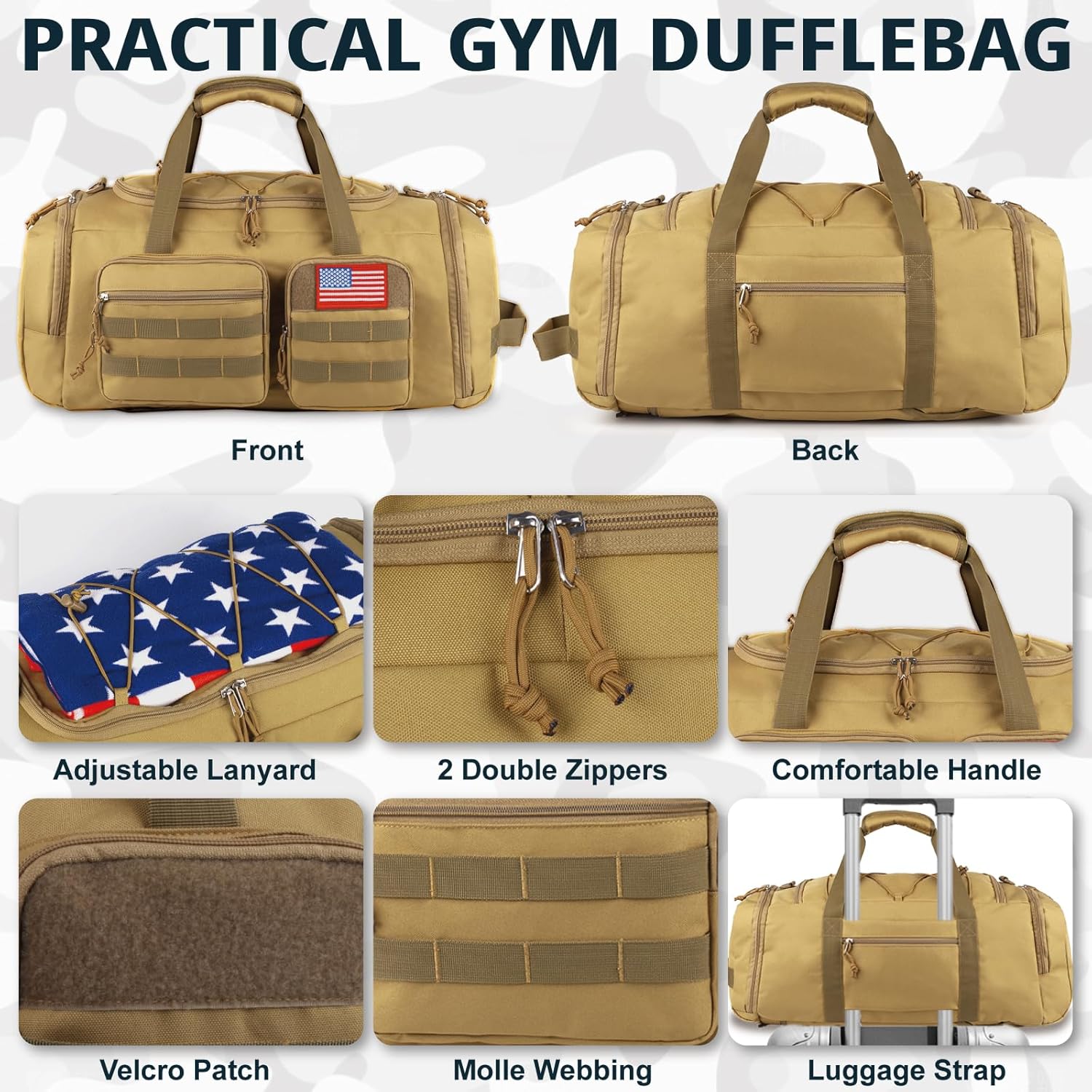 TRIPGEAR 50L Sports Travel Duffle Bag with Shoes Compartment, Overnight Backpack with Wet Pocket