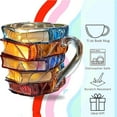thumbnail image 2 of Painted Book Mug, Novelty 3d Painted Books Coffee Mug, Colorful Acrylic Books Stack Shaped Coffee Cup Gifts for Book Lovers Readers Librarians Writers, 2 of 4