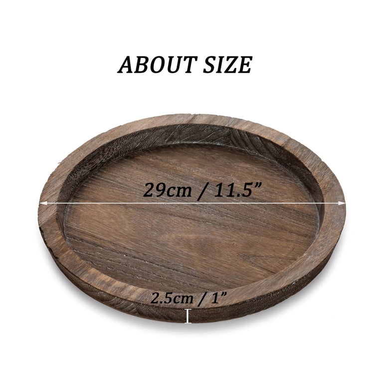 Sziqiqi Distressed Paulownia Wood Round Candle Tray photo 3
