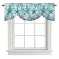 thumbnail image 2 of Summer Starfish Tie Up Valances Curtain, Adjustable Kitchen Teal Orange Ocean Corals Coastal Marine Life Valances for Windows Decor, Rod Pocket Short Curtains Set for Bedroom/Bathroom, 42"x12", 2 of 9