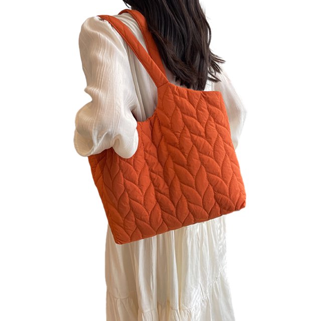 Bolso de mano acolchado para mujer, bolso de hombro grande, bolso de diseñador, bolso de trabajo con cremallera, bolso de mano de plumón