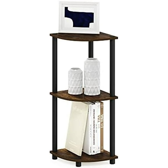 TURN-N-TUBE Corner Shelf, 3-Tier Corner Bookshelf, Display Storage Shelves with Open Shelves, for Organization and Storage, Living Room, Home Office, Garage, Amber Pine