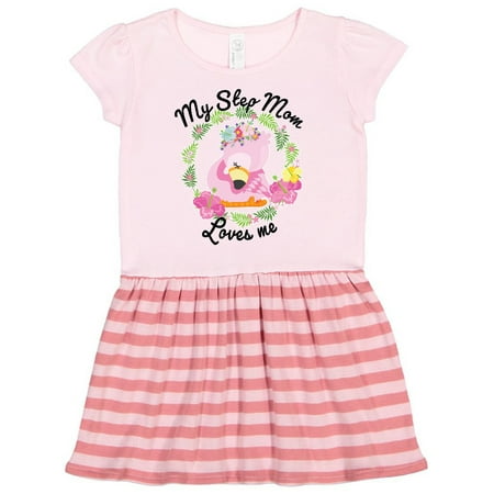 

Inktastic Baby Flamingo My Step Mom Loves Me in Flower Wreath Gift Toddler Girl Dress