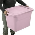 thumbnail image 4 of Sterilite 68 Liter Tote, Plastic Storage Bin with Snap-on Lid, Stackable, Pink, 4 of 4