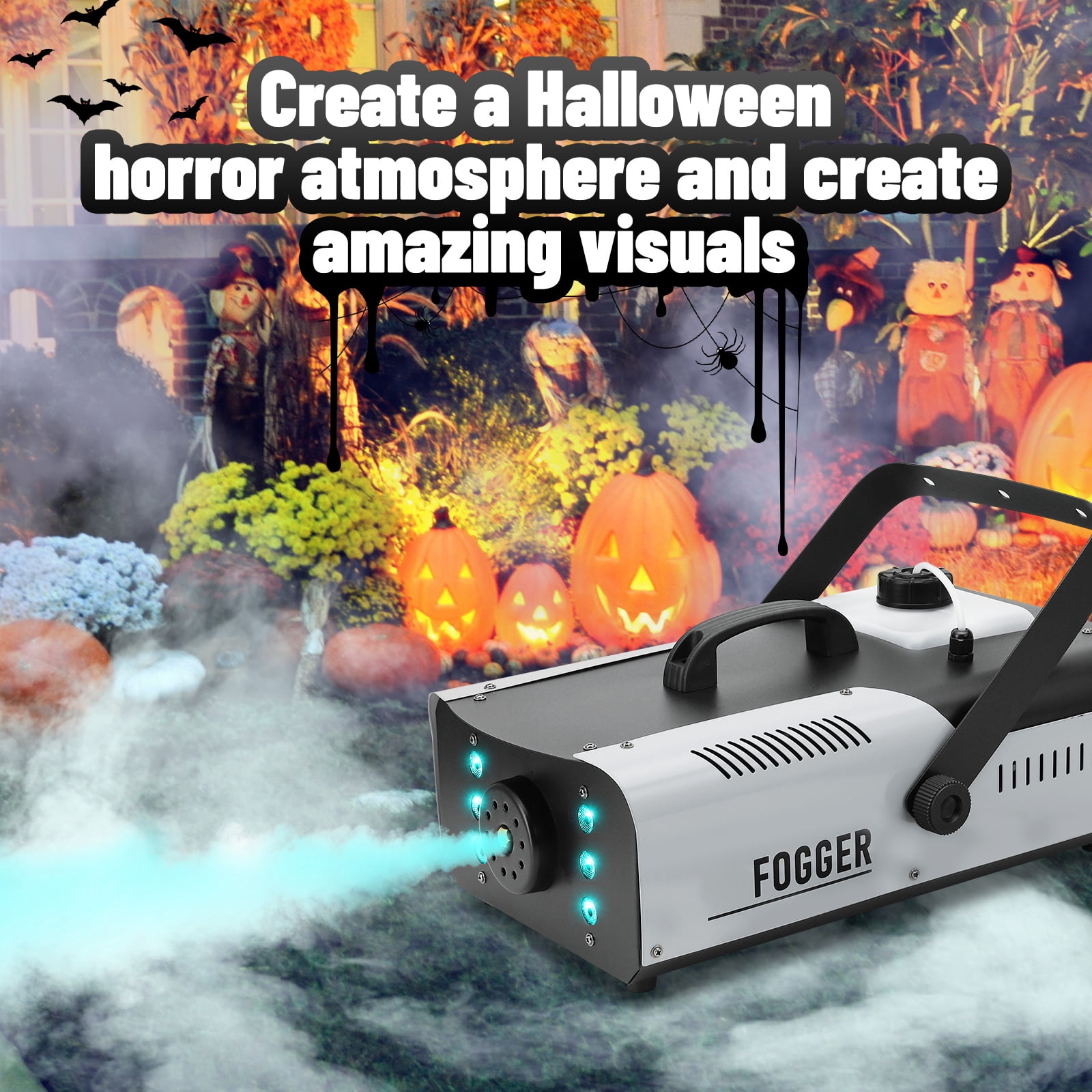 1500W Fog Machine 20000CFM Smoke Machine with LED Lights,Wireless Remote & Wired Control Professional Smoke Machine for DJ Stage Halloween Party Wedding Christmas