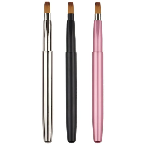RAGUPEL Retractable Lip Brush, Double-ended Design for Lipstick and Lip Gloss, Soft Bristles, Portable Makeup Tool with Protective Cover, Wide Application (3PCS)