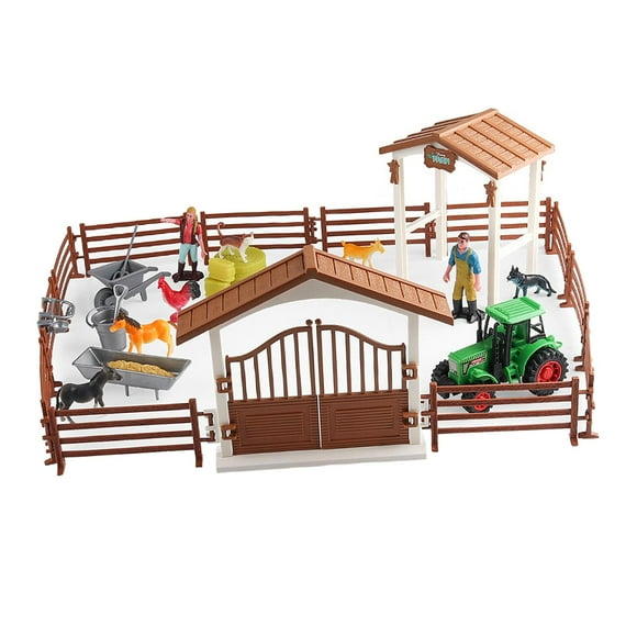 TISHITA Barn Farm Animal Toy for Kids Farm Figures Fence for 3-12 Years Old Toddlers A