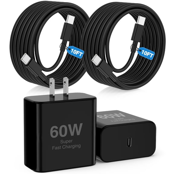 60W Super Fast Charger Type C, USB C Charger Fast Charging Android Phone Charger Block with 10FT USB C Chargers Fast Charging Cable Cord for Samsung Galaxy S26 Ultra/S26 /S26/S25Ultra/S25/S24/S23/S22