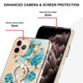 thumbnail image 3 of Allytech Floral Series Soft TPU Back Cover Ring Holder Kickstand Bumper Translucent Shockproof Slim Shell Cell Phone Case Cover for Apple iPhone 12 Pro Max, Green Flower, 3 of 4