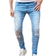 thumbnail image 2 of Pantalones largos para hombre, casuales, de mezclilla, de algodón, rectos, rotos, con agujeros, pantalones largos, pantalones de poliéster para hombre, 2 of 8