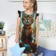 thumbnail image 4 of Fotbe Riverside Meditating Cat Vestido de Dormir para Niñas de 3 a 10 Años, Mangas Cortas, Estilo Princesa, Pijama Camisón con Mangas Voladas-Medium, 4 of 6