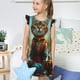 thumbnail image 4 of Fotbe Riverside Meditating Cat Vestido de Dormir para Niñas de 3 a 10 Años, Mangas Cortas, Estilo Princesa, Pijama Camisón con Mangas Voladas-X-Large, 4 of 6