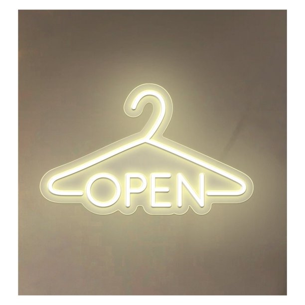 Letrero De Neón Abierto Para Tienda Ropa, Escaparate O Entrada 45cm