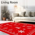 thumbnail image 2 of Ultra Soft Area Rug, Festive Snowflake Christmas Trees and Stars, Non Slip, Stain Resistant, Washable Area Rugs for Living Room, Bedroom(Red, 4X6), 2 of 8