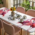 thumbnail image 3 of Valentine's Day Table Cloths for 8 Foot Rectangle Tables, Red Flamingos Roses Love Romance White Patio Waterproof Elastic Fitted Tablecloths, Washable Rectangular Table Cover for Camping, 3 of 8
