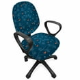 thumbnail image 1 of Winter Office Chair Slipcover, Orange Birds on Leafless Tree Branches Snowy Woods Nature, Protective Stretch Decorative Fabric Cover, Standard Size, Petrol Blue Orange White, by Ambesonne, 1 of 5