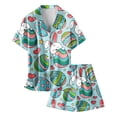 thumbnail image 4 of MIASHUI Easter Girl Boy Silk Satin Pajamas Set Button Down Sleepwear,Green,12-13 Years, 4 of 4