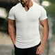 thumbnail image 1 of pstuiky camisetas de hombre, Camiseta elástica deportiva de verano para hombre, camisa de tendencia, informal, de manga corta, con cuello en V camisas casuales para hombre l, 1 of 6