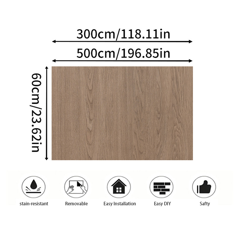 PVC Wood Grain Self Adhesive Wallpaper Peel and Stick Waterproof Vinyl Liner Removable Easy Install Rustic Wood Look Roll 23.62in*118/ 197in