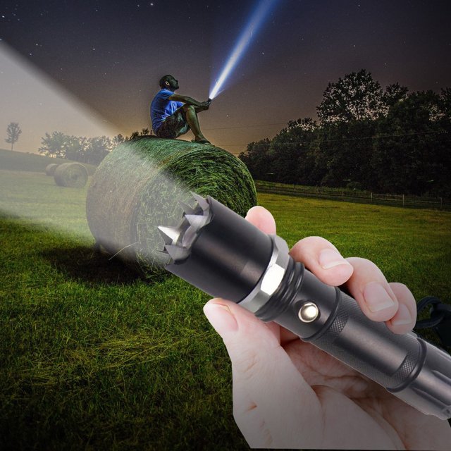 Linterna LED con zoom Gnobogi para camping, de emergencia, de alta luminosidad y 3 modos, con pinchos, resistente al agua, ideal para camping, mesa, iluminación exterior y senderismo.