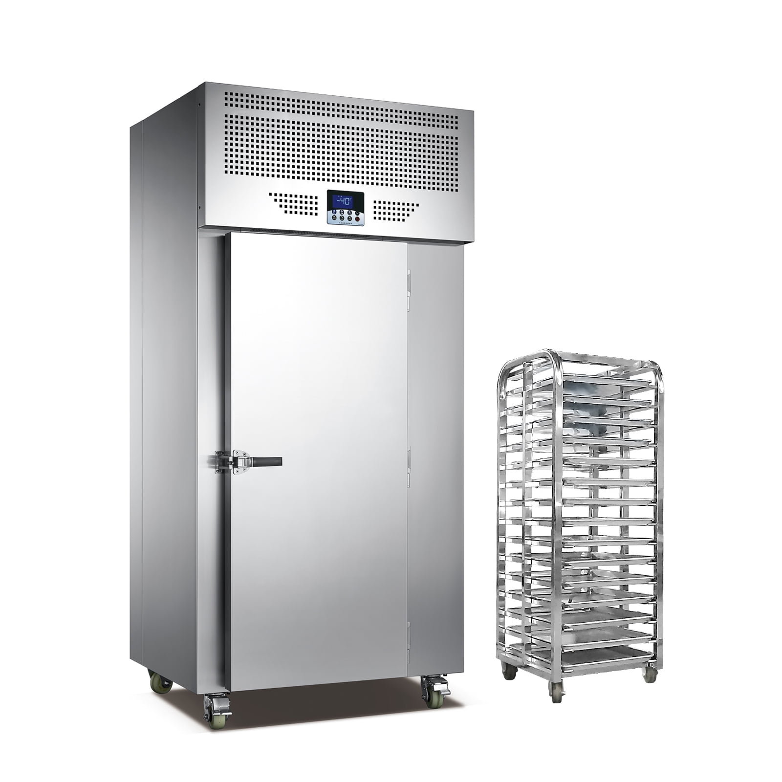 Kolice Commercial Heavy Duty 15 Trays Blast Chiller with Trolley Cart, Chest Freezer, Restaurant Freezer Cabinets, Shock Freezing Blast Freezer-Lowest temperature -40°F(-40°C)