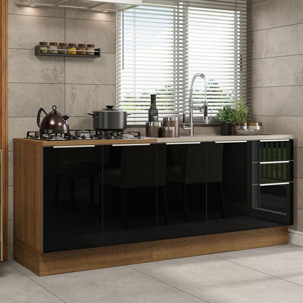 Madesa Kit 2 Balcones Cocina Sin Encimera Lux Marrón/Negro