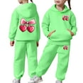 thumbnail image 2 of WMQPNNS Girls Sweatsuit Set 2 Piece Outfits Boys Oversized Sweatshirt and Baggy Sweatpants with Pockets Tracksuit Set(Size 4-5 Years, Green), 2 of 7