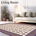thumbnail image 2 of ODIKA 5'x7' Machine Washable Non-Slip Area Rug, Summer Breeze with Cream Sapphire Crimson Trellis High Traffic Rug, Ivory, 65632, 2 of 7