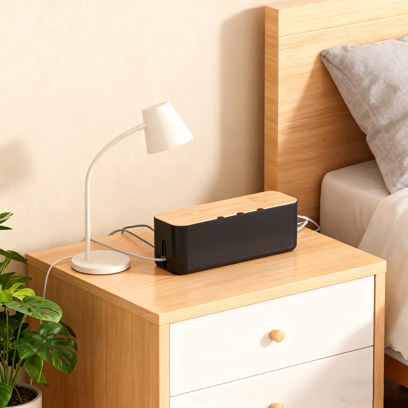 Cable Management Box, Cord Organizer to Hide Power Strips and Cords for TV, Computer Desk, and Home Office, Electrical Cord Concealer for Safety and Pet Protection