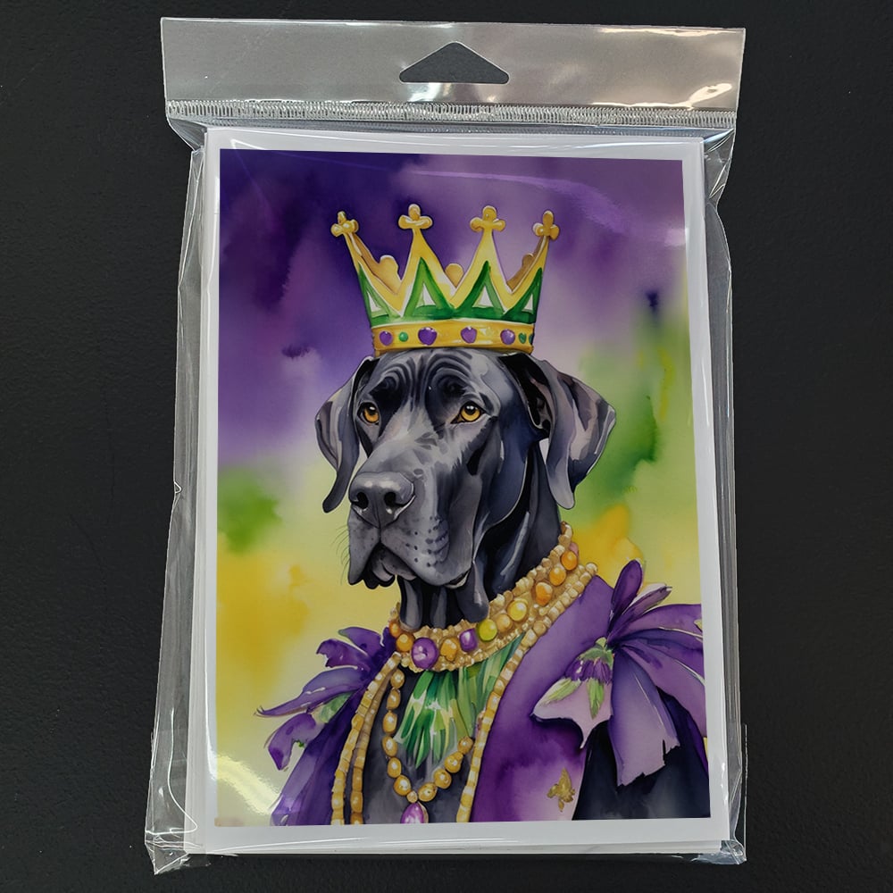 Great Dane King of Mardi Gras Greeting Cards Pack of 8 7 in x 5 in