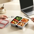thumbnail image 4 of Three Compartment 304 Stainless Steel Airtight Lunch Box, Microwave Safe Portable Compartmentalized Bento Box for Work, Keeps Food Fresh, 4 of 8