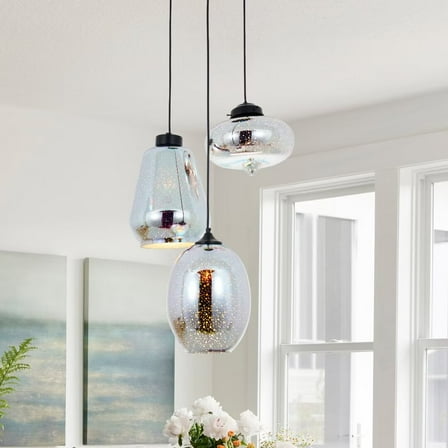 AFANQI 3 Lamp Shaped Stained Glass Chandelier, Modern Glass Chandelier (Colored)