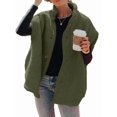 thumbnail image 3 of Veste Sans Manches en Molleton Peluche pour Femme, Décontractée, Ample, Chaude, Boutonnée, avec Poches, Verte, P, 3 of 9