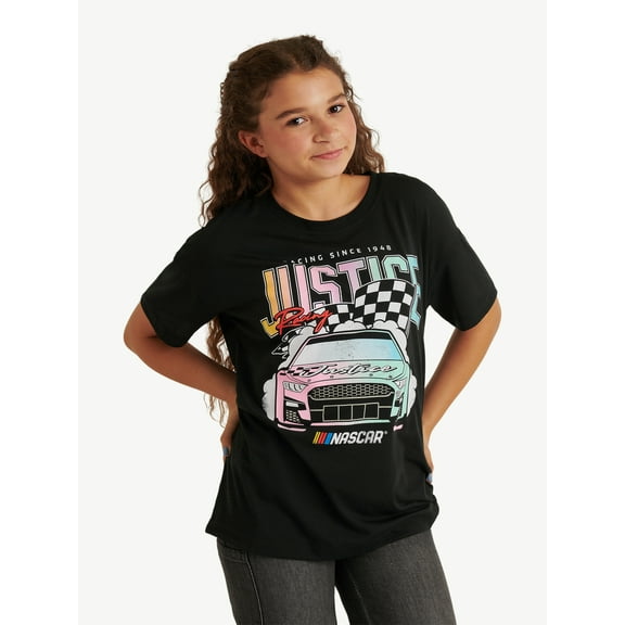 Justice Girl's NASCAR X Justice Collab Oversized Tee, Sizes XS - XLP