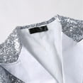 thumbnail image 5 of Timoontee Men's Sequin Tuxedo Tailcoat Victorian Steampunk Gothic Costumes Swallowtail Suit Jacket Dinner Party Wedding Blazer Silver M, 5 of 7