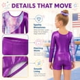 thumbnail image 3 of 3 Pcs Set Gymnastics Leotards for Girls,Long Sleeve Rhinestone Kids Dance Unitards Biketards with Tumbling Dance Shorts, 3 of 13