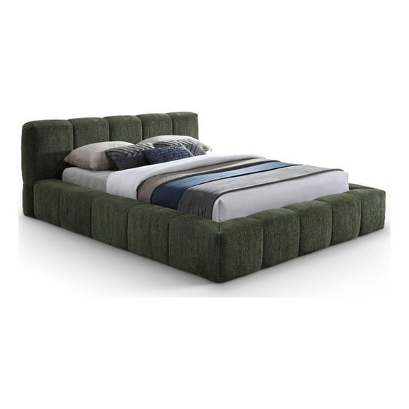 Pemberly Row Contemporary Soft Olive Chenille Fabric King Bed