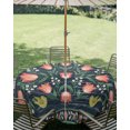 thumbnail image 2 of Outdoor Tablecloth with Umbrella Hole Zipper Vintage Floral Round Tablecloth 54" Waterproof Outside Table Cloth Middle Century Bohemia Tulip Flowers Birds Patio Table Cover Tablecloths for Picnic, 2 of 8